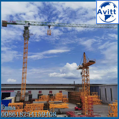 10 ตันภาระ PT6515 เครื่องเครนหอไร้เสื้อบน 65m Jib 1.5 ตันที่ปลาย Jib ความสูง 60m